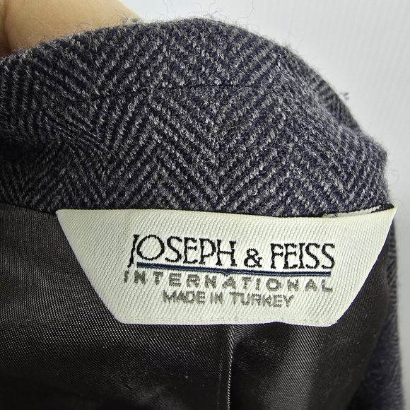Joseph & Feiss Men's Classic Gray Herringbone Blazer 100% Lambswool Size 50R - Picture 9 of 11